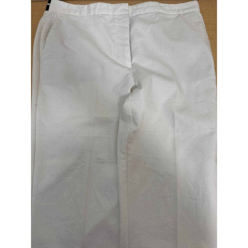 Zara White Tapered Trousers XL Striped Elastic Waist Side Slit Ankle Pants